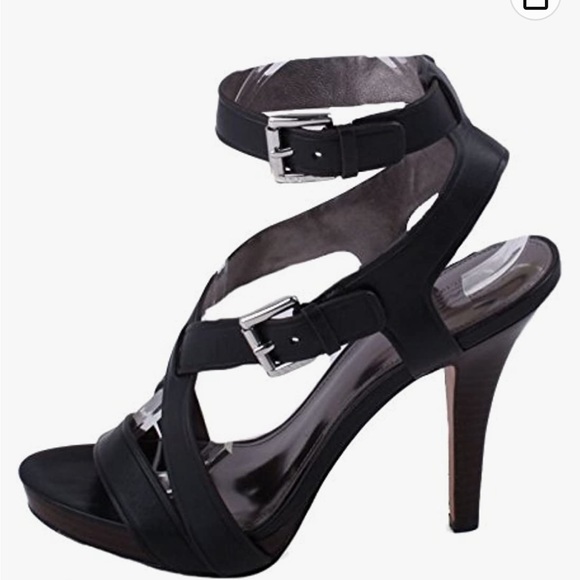 Coach Aleah brown leather ankle strap platform sandals. - Picture 1 of 14